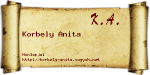 Korbely Anita névjegykártya