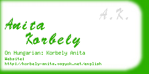 anita korbely business card